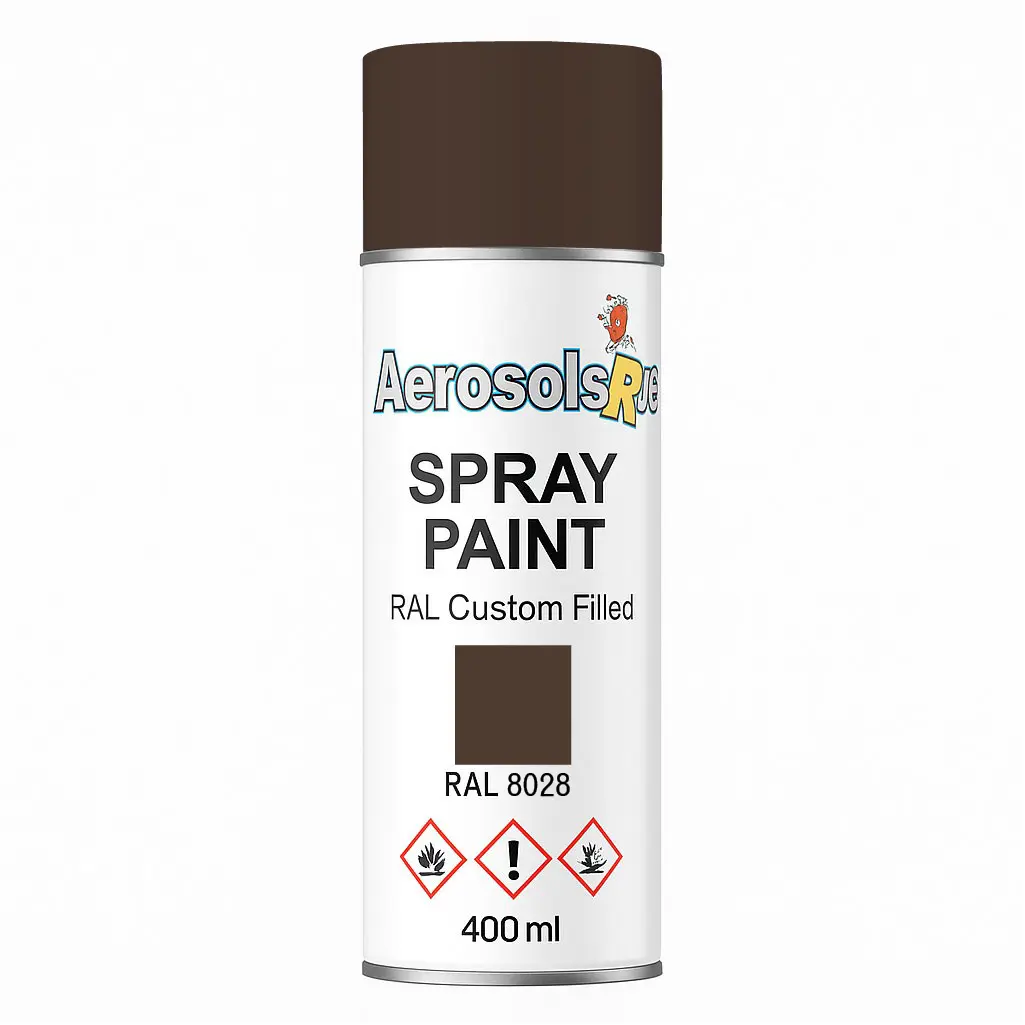 RAL 8028- 400ml Aerosol Spray Paint Any Finish Aerosols R us