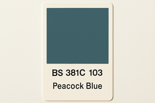 Colour Swatch Card British Standard 381C 103 Peacock blue - Hex code #3b6879 Do Not Display