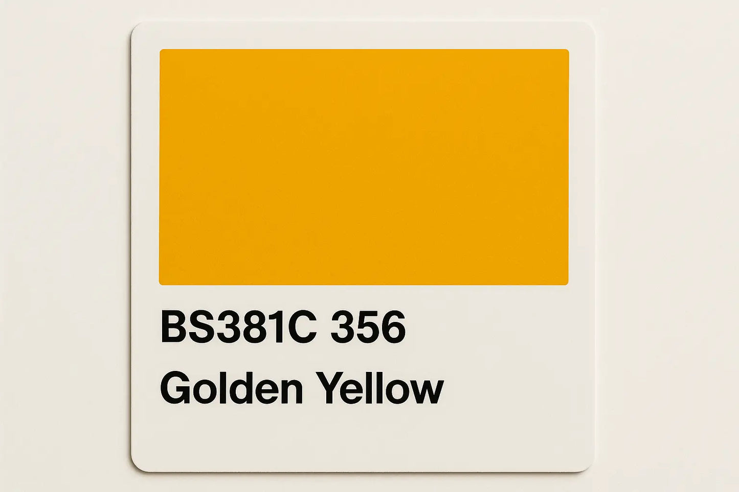 Create a colour Swatch Card BS381C 356 Golden yellow