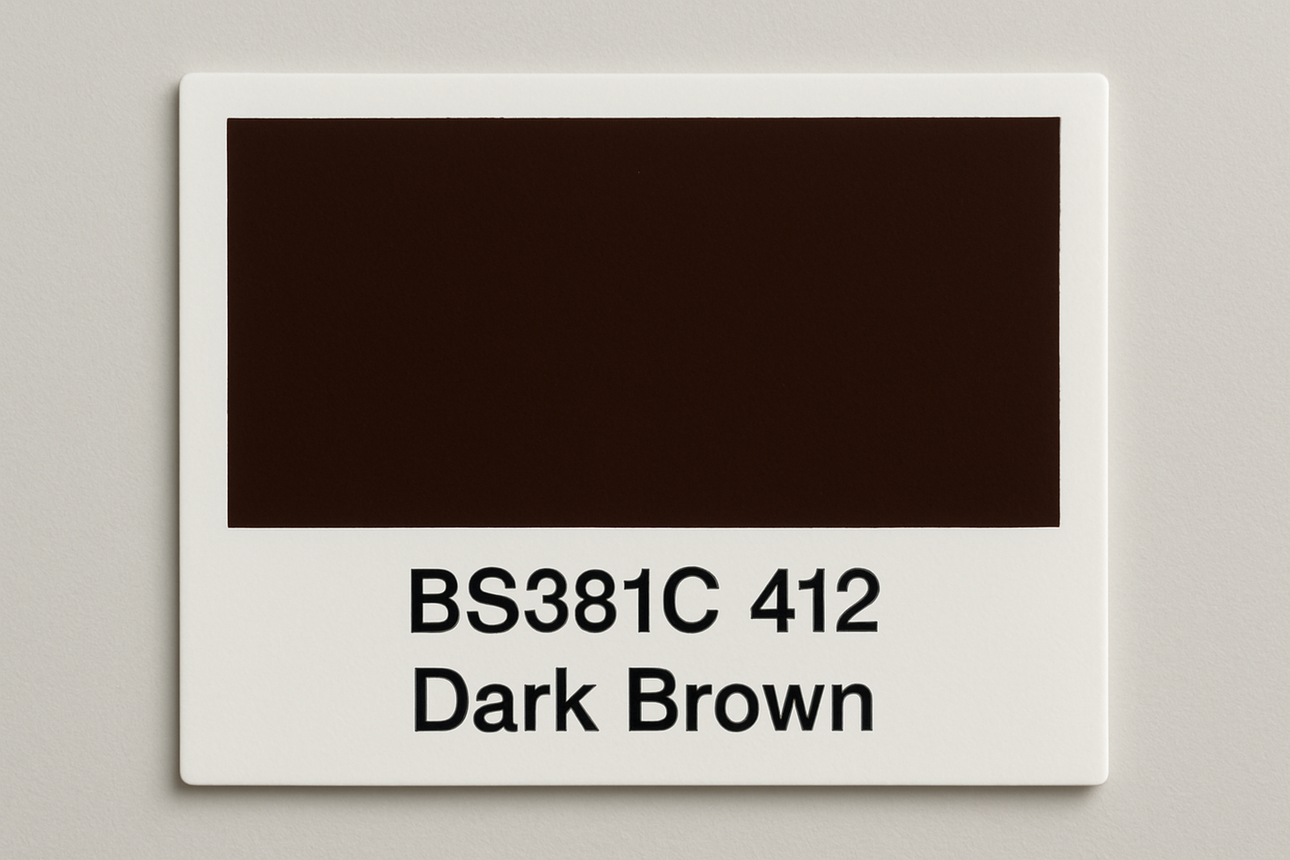 Create a colour Swatch Card BS381C 412 Dark brown