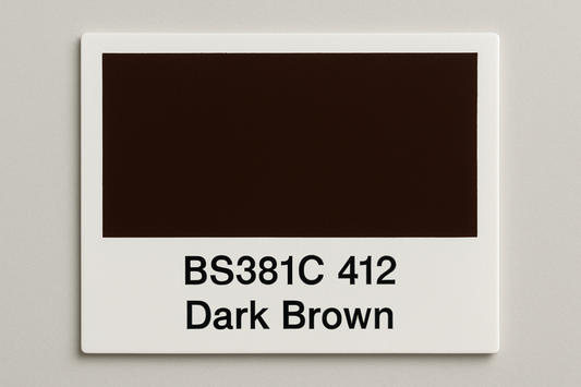 Create a colour Swatch Card BS381C 412 Dark brown