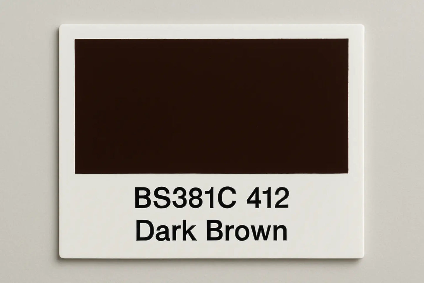 Create a colour Swatch Card BS381C 412 Dark brown