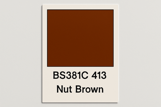 Create a colour Swatch Card BS381C 413 Nut brown