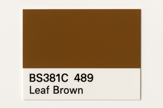 Create a colour Swatch Card BS381C 489 Leaf brown