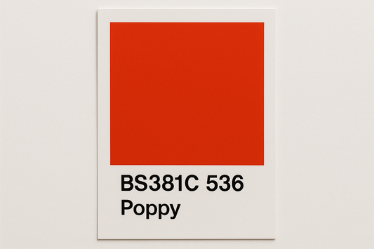 Create a colour Swatch Card BS381C 536 Poppy