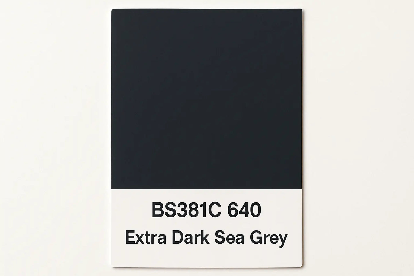 Create a colour swatch card BS381C 640 Extra dark sea grey