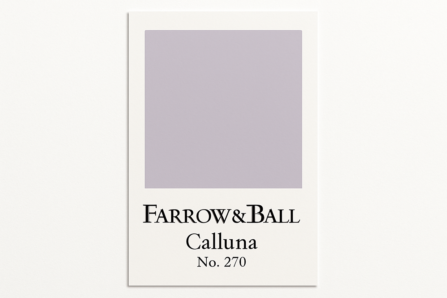 Create a colour swatch card using hex #C7C7CC and label it Farrow and Ball -Calluna No. 270