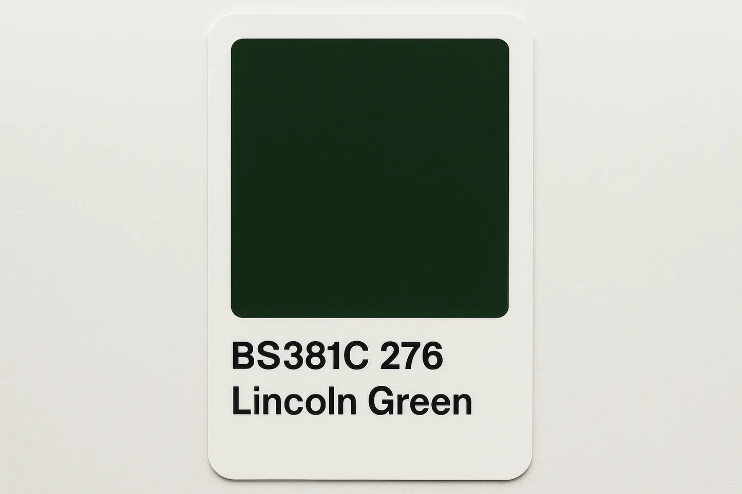 Create a colour Swatch Card using the correct Hex code BS381C 276 Lincoln green