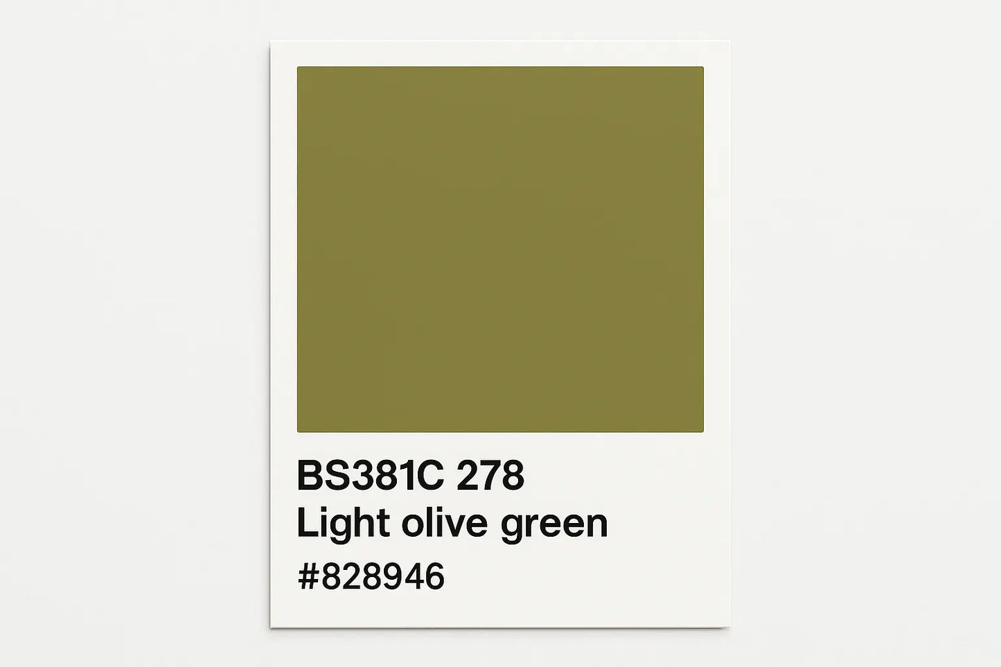 Create a colour Swatch card using the correct Hex code BS381C 278 Light olive green