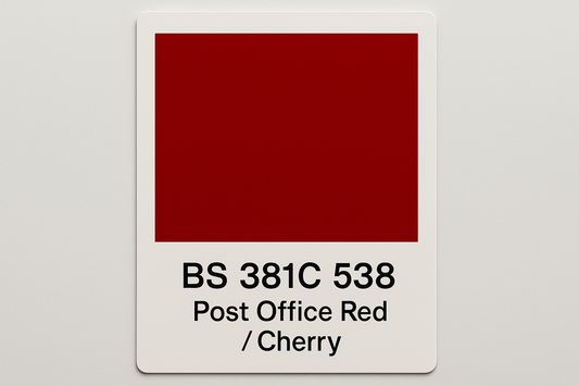 Create Colour Swatch Card BS 381C 538 Post office red / Cherry