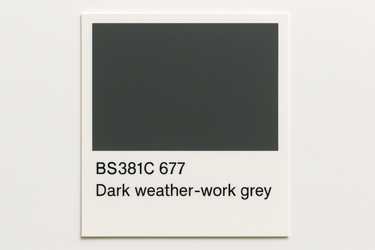 Create colour Swatch Card BS381C 677 Dark weather-work grey