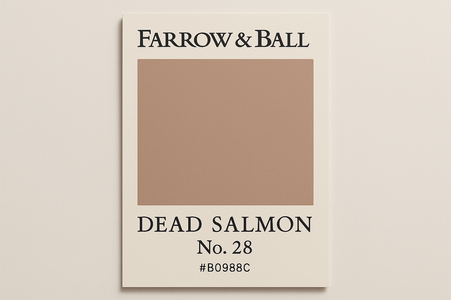 Create Colour Swatch Card For Farrow and Ball -Dead Salmon No. 28 Hex Code #B09B8C