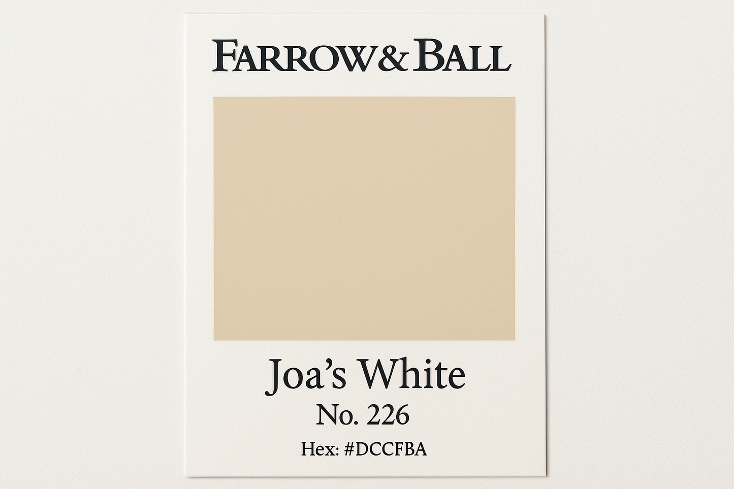 Create Colour Swatch Card For Farrow and Ball -Joa's White No. 226 Hex Code #DCCFBA