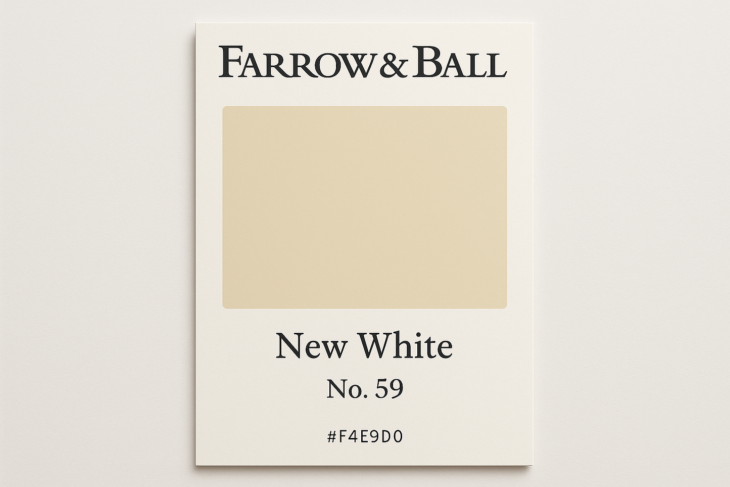 Create Colour Swatch Card For Farrow and Ball -New White No. 59 Hex Code #F4E9D0