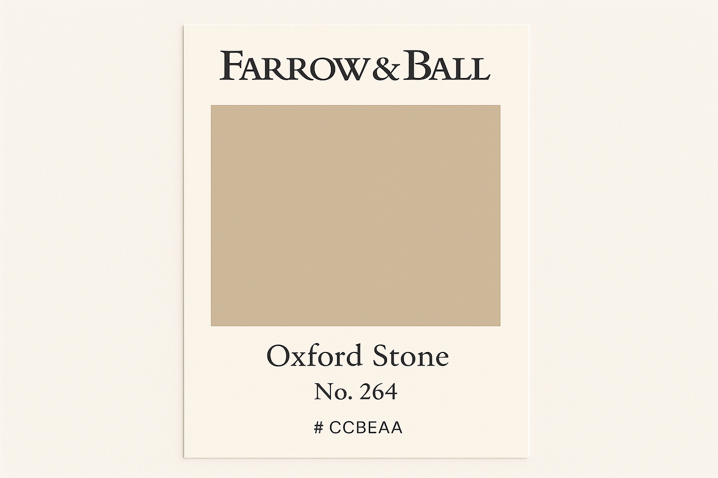 Create Colour Swatch Card For Farrow and Ball -Oxford Stone No. 264 Hex Code #CCBEAA