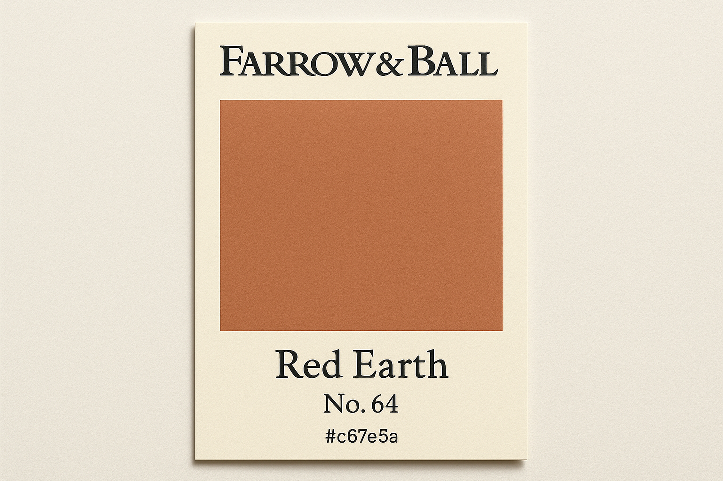 Create Colour Swatch card for Farrow and Ball -Red Earth No. 64 Hex code # c67e5a