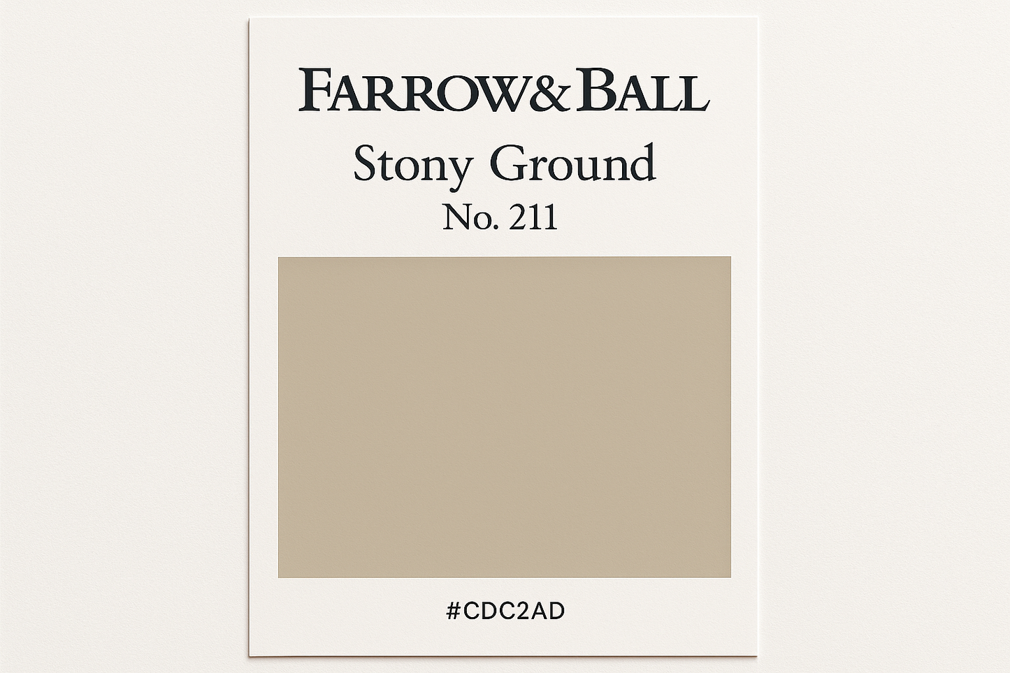 Create Colour Swatch Card For Farrow and Ball -Stony Ground No. 211 Hex Code #CDC2AD