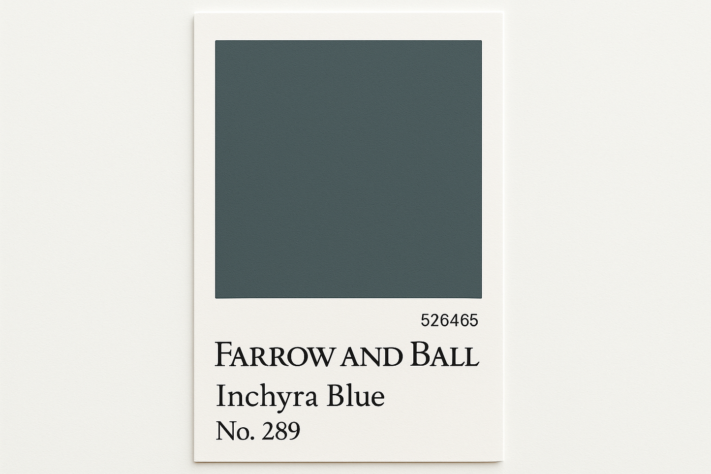 Create colour swatch card using Hex code #526465 and label as Farrow and Ball -Inchyra Blue No. 289