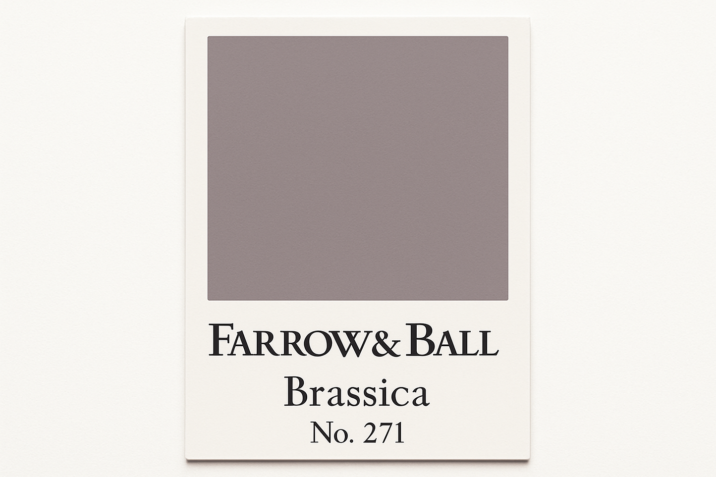Create colour Swatch Card using Hex code #8A8288 and label it Farrow and Ball -Brassica No. 271