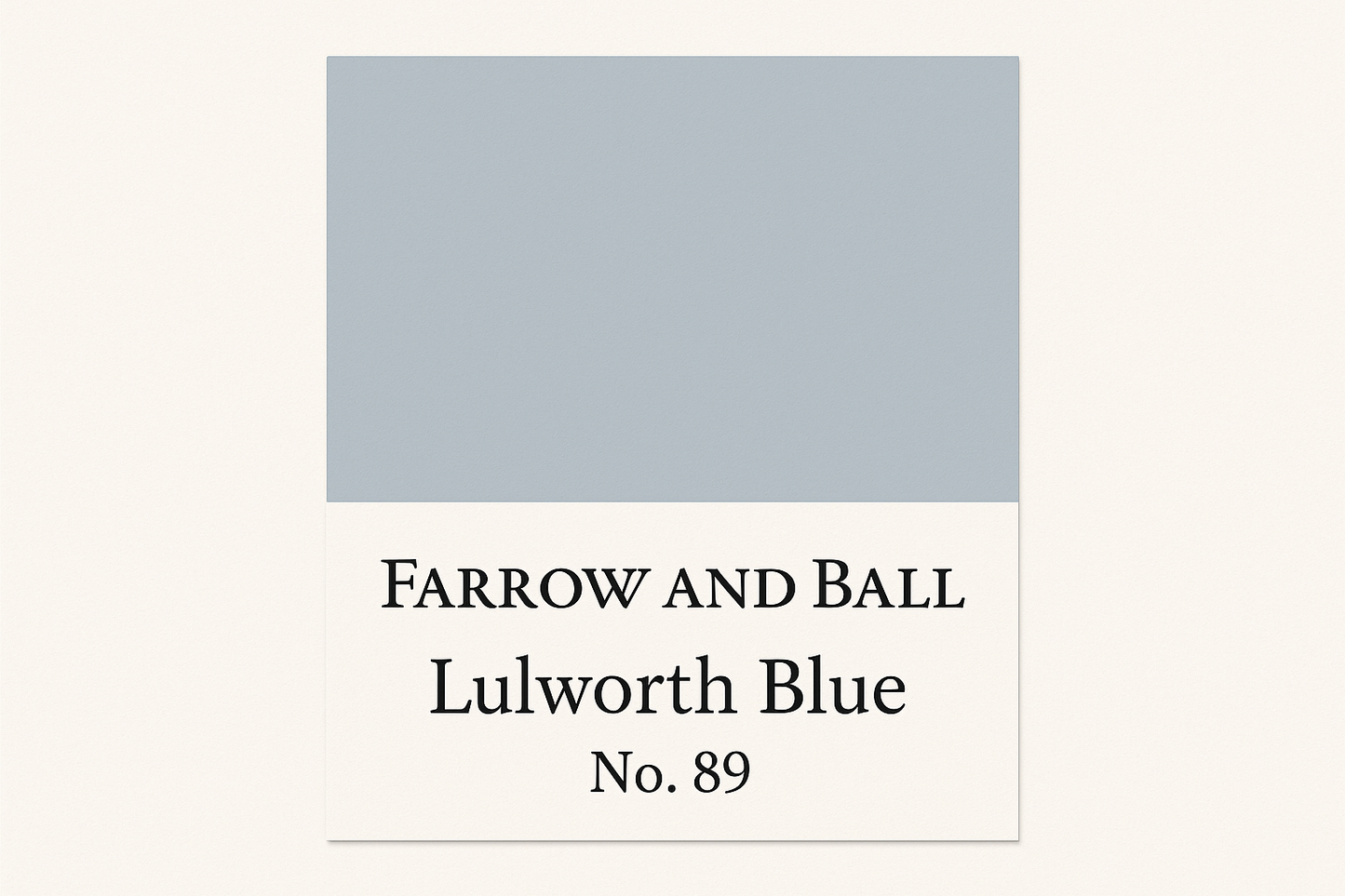 Create colour swatch card using Hex Code #A2B8C7 - Label the swatch card Farrow and Ball Lulworth Blue No. 89