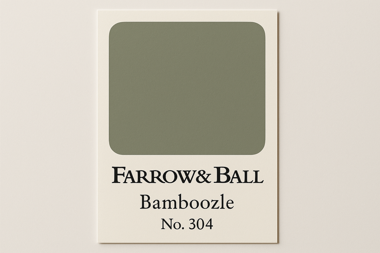 Create colour swatch card using hex code and label as Farrow and Ball -Bamboozle No. 304