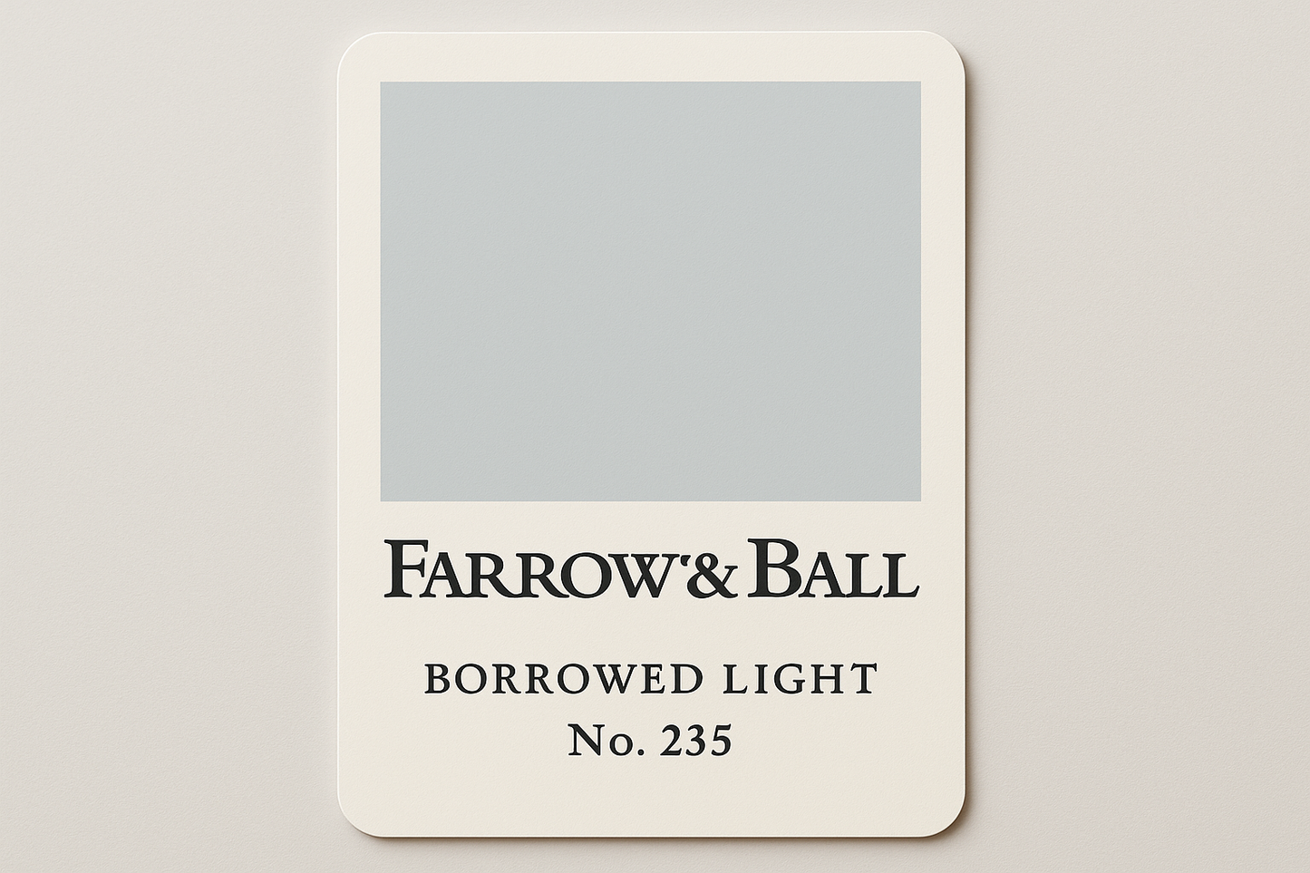 create colour swatch card using hex code and label as Farrow and Ball -Borrowed Light No. 235