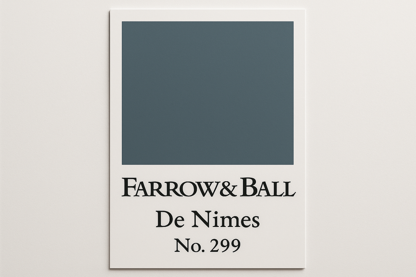Create colour swatch card using hex code and label as Farrow and Ball -De Nimes No. 299