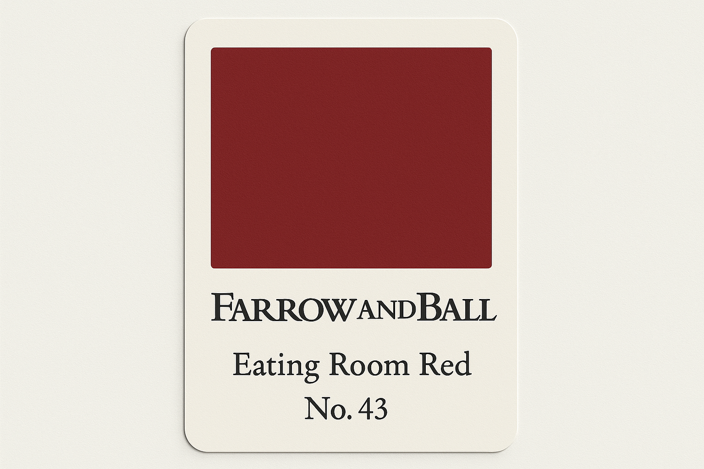 Create colour swatch card using hex code and label as Farrow and Ball -Eating Room Red No. 43