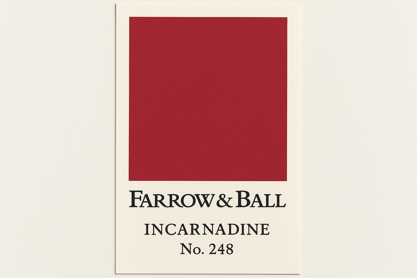 Create colour swatch card using hex code and label as Farrow and Ball -Incarnadine No. 248
