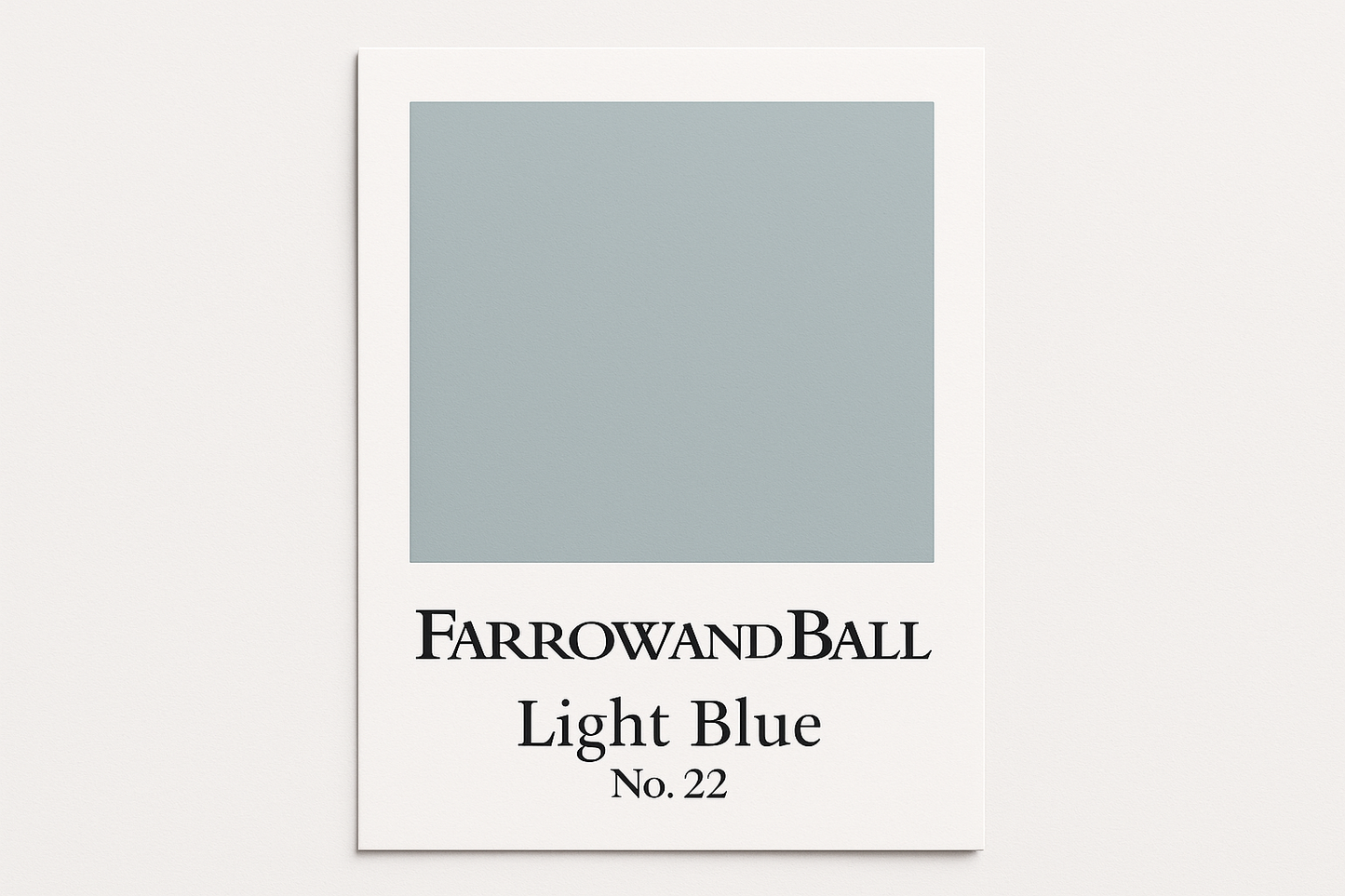 Create colour swatch card using hex code and label as Farrow and Ball -Light Blue No. 22