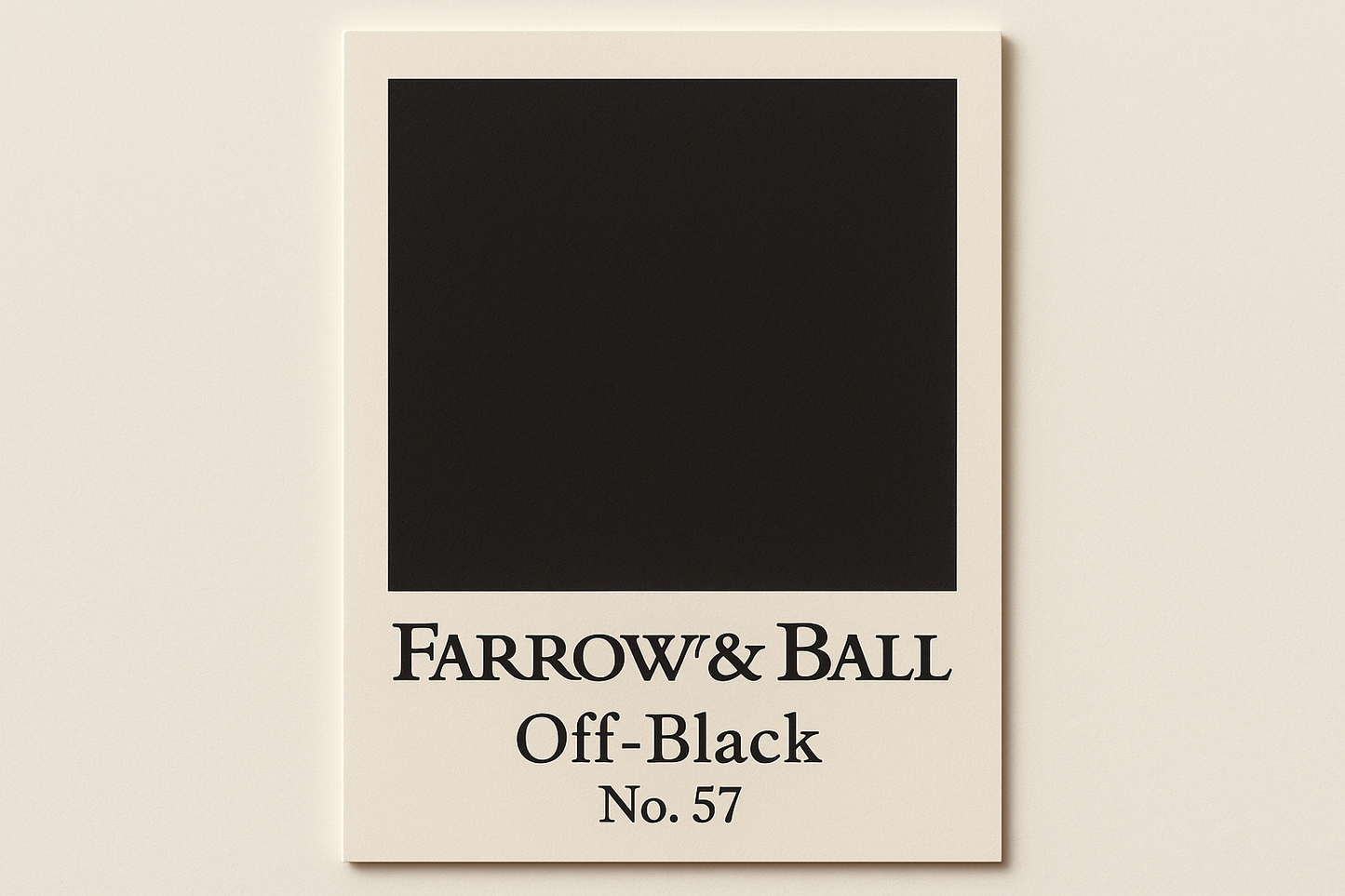 Create colour swatch card using hex code and label as Farrow and Ball -Off-Black No. 57