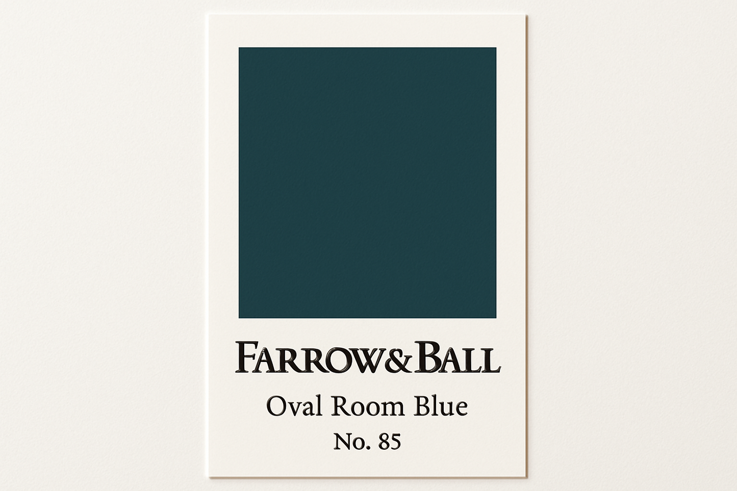 Create colour swatch card using hex code and label as Farrow and Ball -Oval Room Blue No. 85