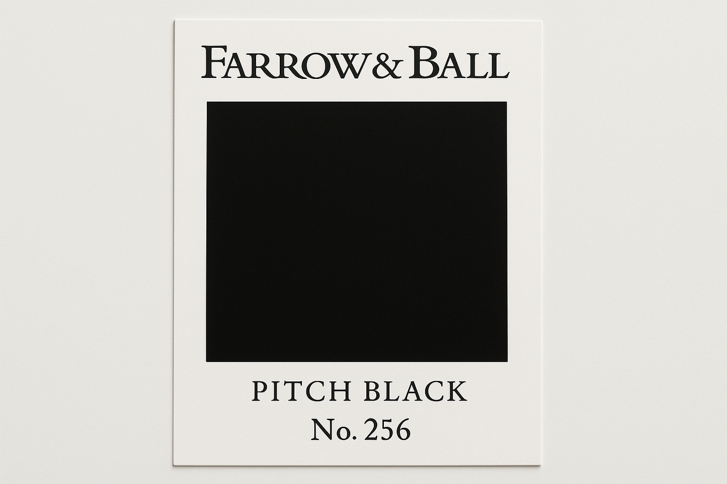 Create Colour Swatch Card using Hex Code and label as Farrow and Ball -Pitch Black No. 256