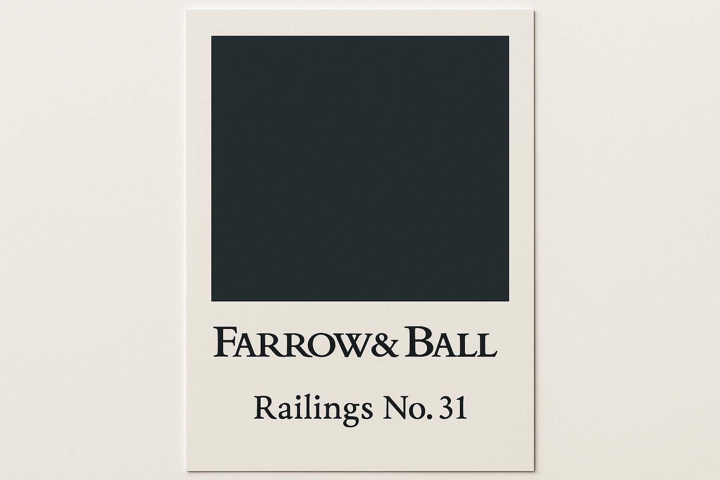 Create colour swatch card using hex code and label as Farrow and Ball -Railings No. 31