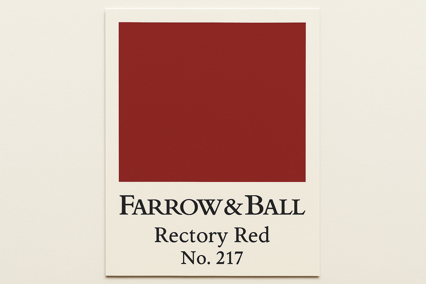 Create colour swatch card using hex code and label as Farrow and Ball -Rectory Red No. 217