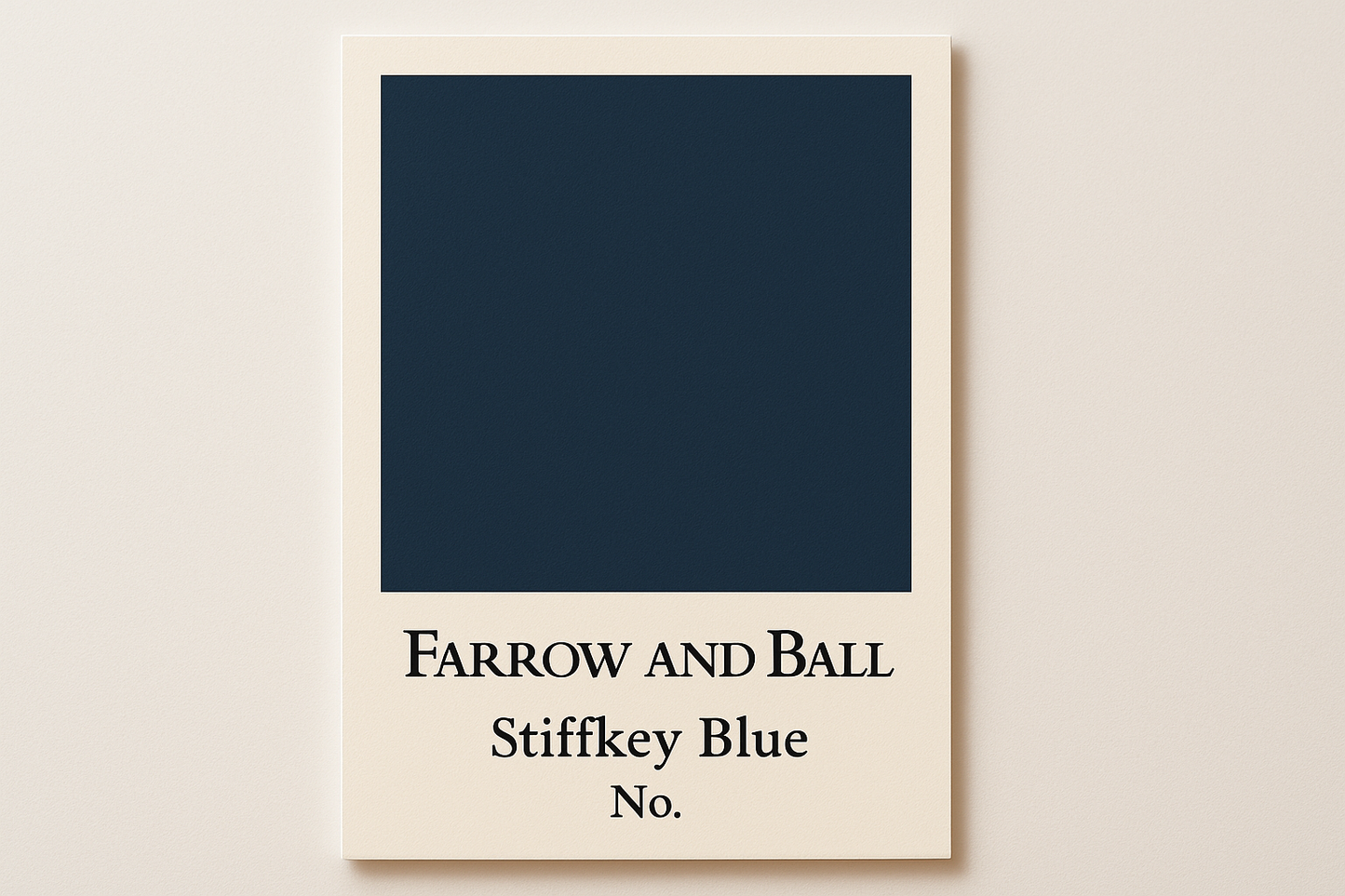 Create colour swatch card using hex code and label as Farrow and Ball -Stiffkey Blue No.