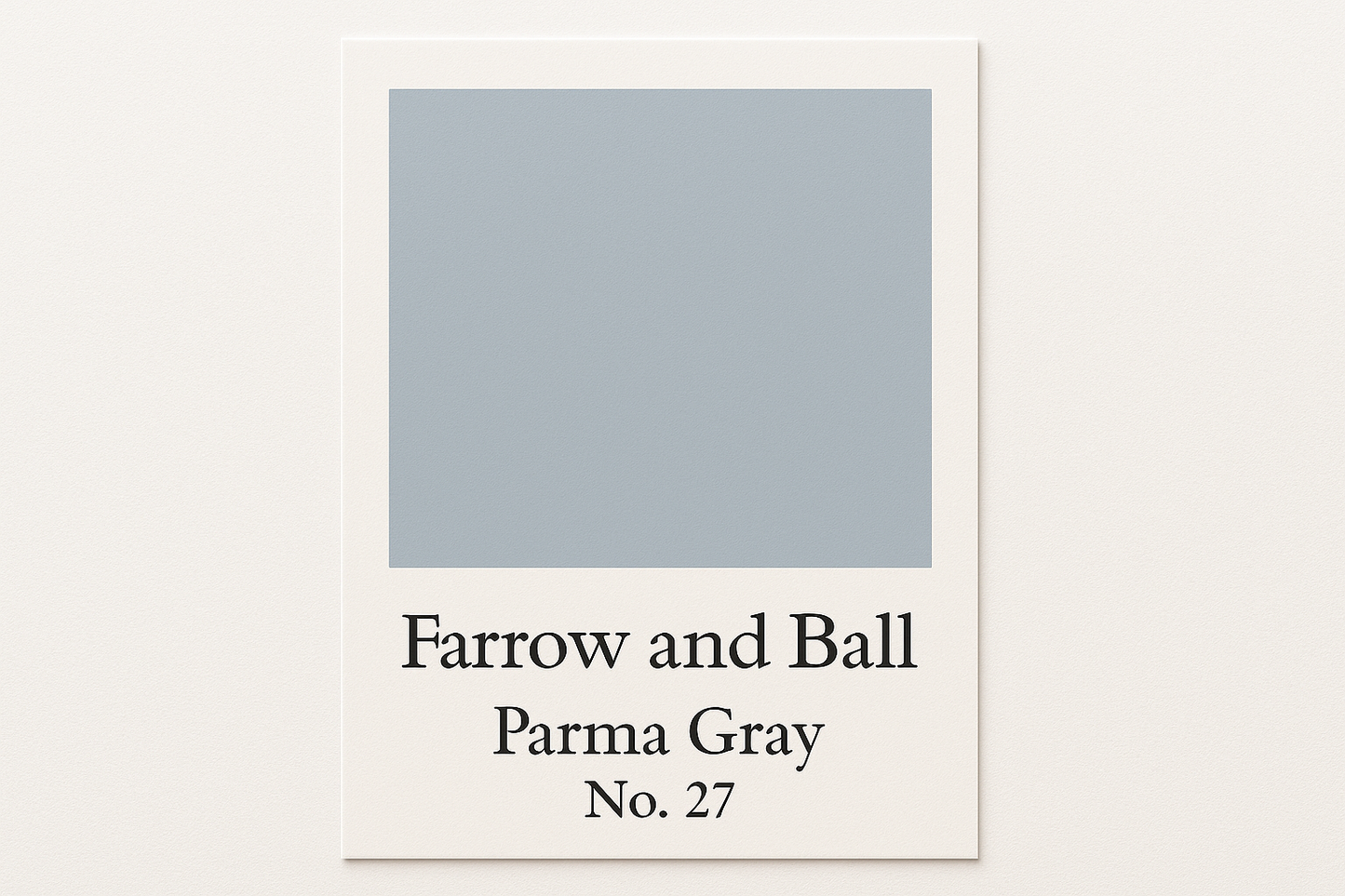 Create colour swatch card using Hex code #B1C0C2 and label the card Farrow and Ball -Parma Gray No. 27