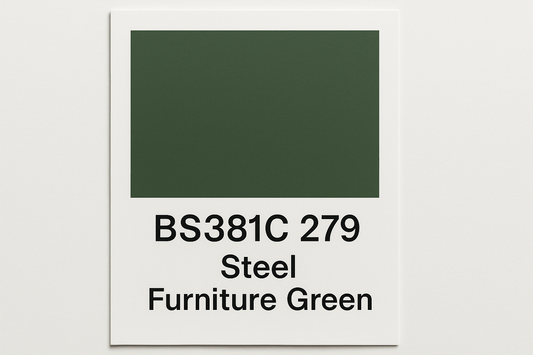 Create colour Swatch card using the correct hex code for BS381C 279 Steel furniture green