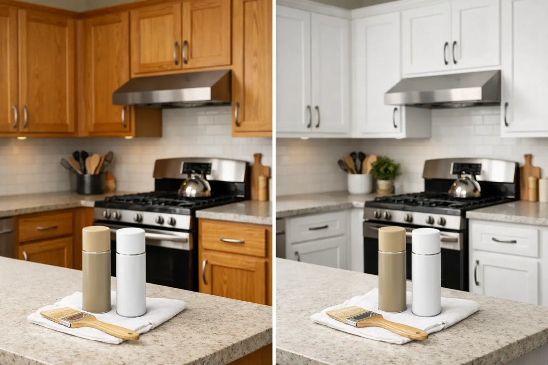 Kitchen Cabinet Colour Change Example Before and After