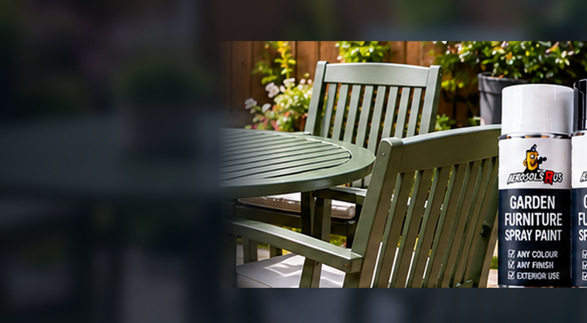 Freshly spray-painted garden furniture beside AerosolsRus garden furniture spray paint