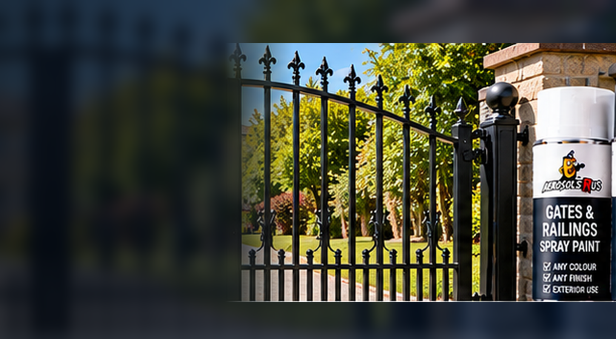 Freshly spray-painted gates and railings beside AerosolsRus metal spray paint