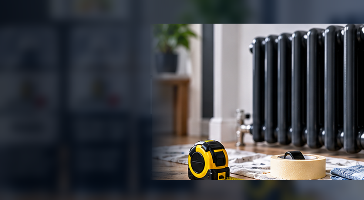 Freshly spray-painted radiator beside AerosolsRus Designer Radiator Spray Paint