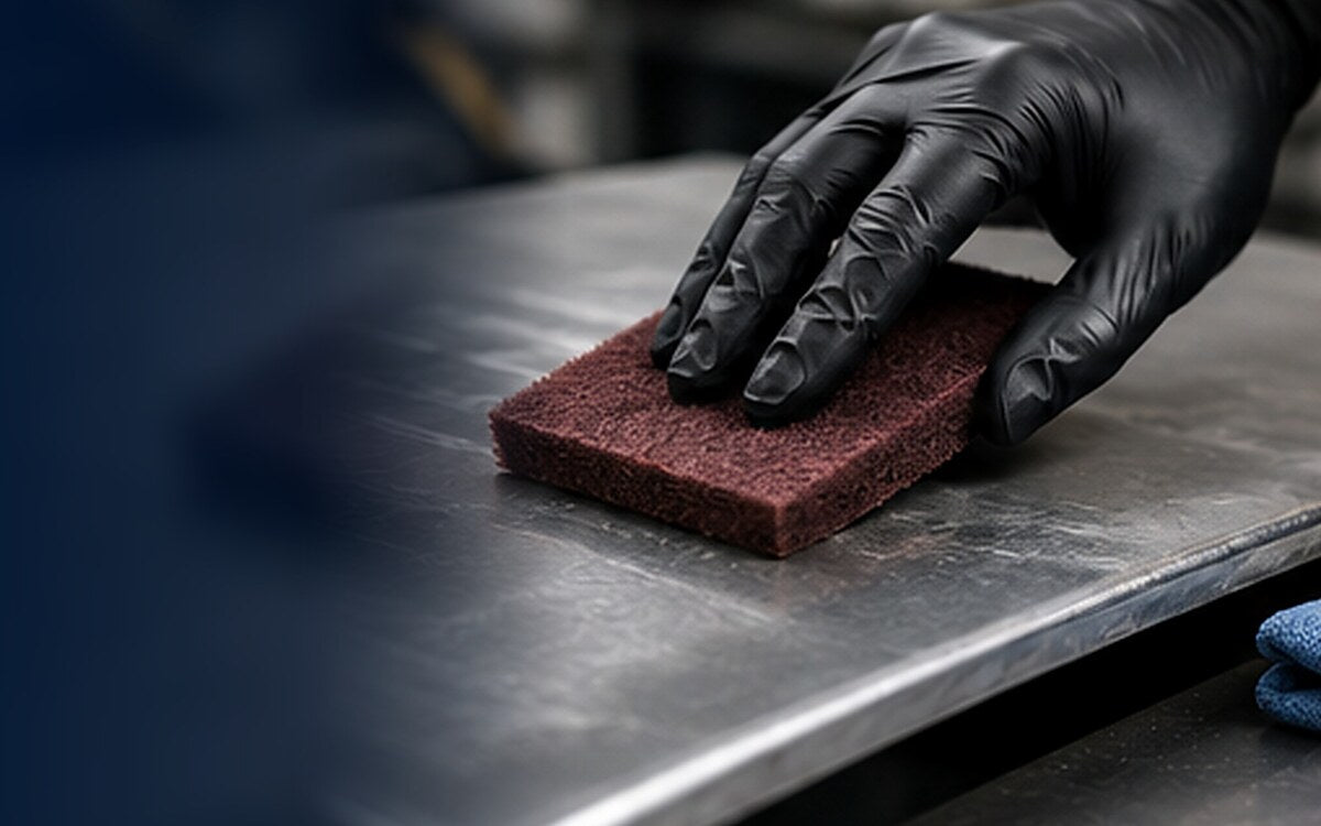 A surface being inspected cleaned and prepared before aerosol painting