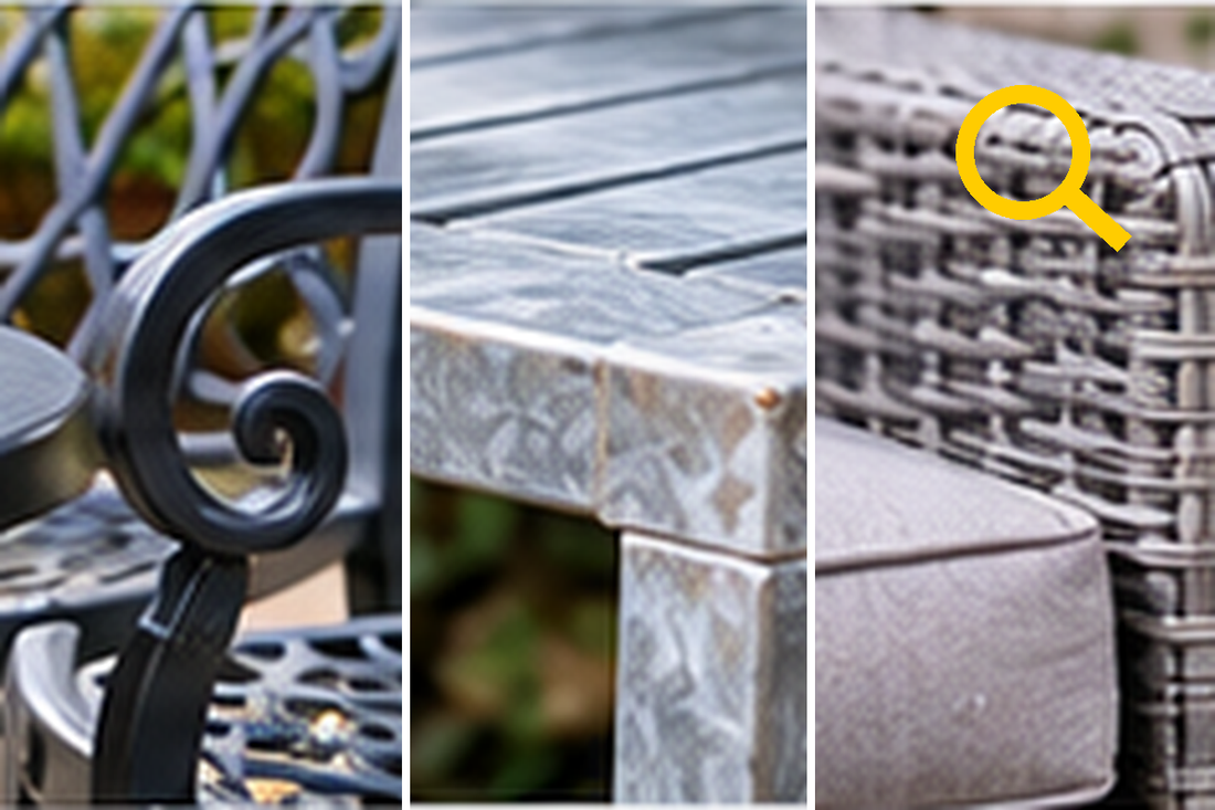 Inspecting garden furniture materials existing coating corrosion damage and moving parts
