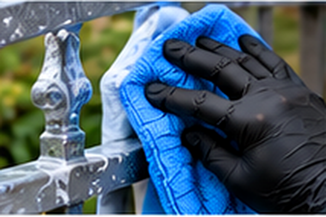 Cleaning gates and railings to remove grease algae road film polish oil and dirt