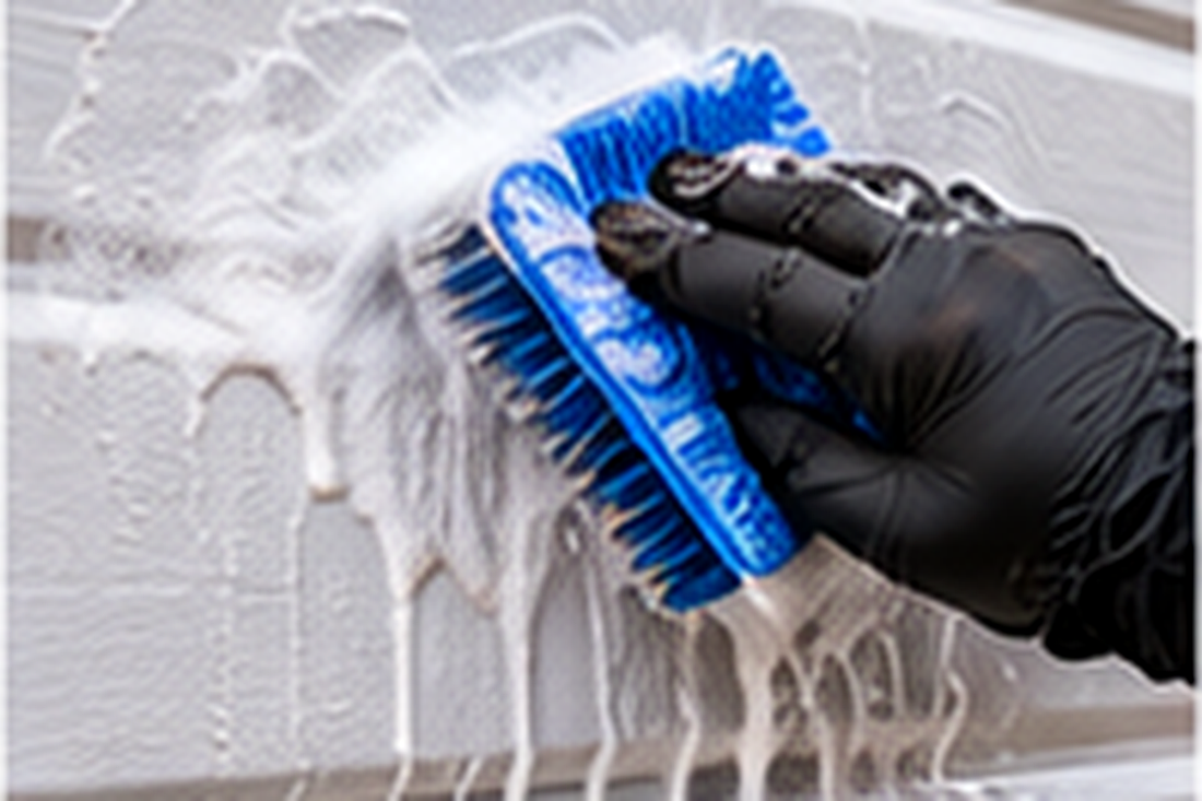 Cleaning a garage door to remove road film grease wax silicone algae and dirt