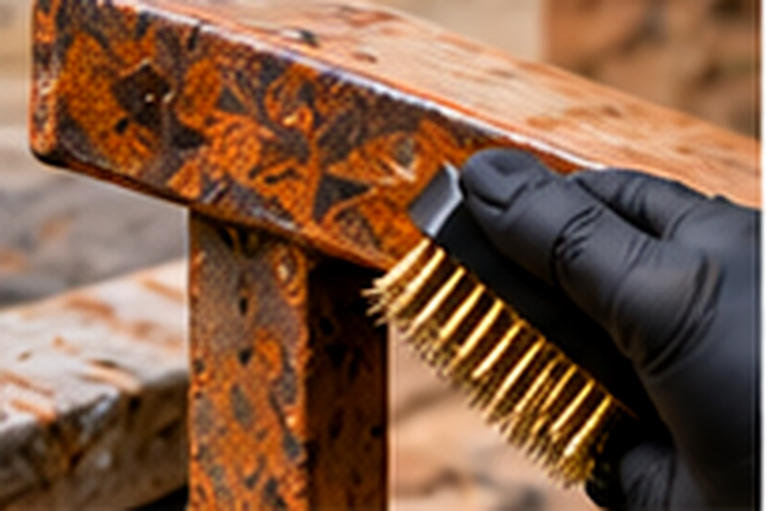 Removing loose rust and flaking old paint from gates and railings using controlled methods