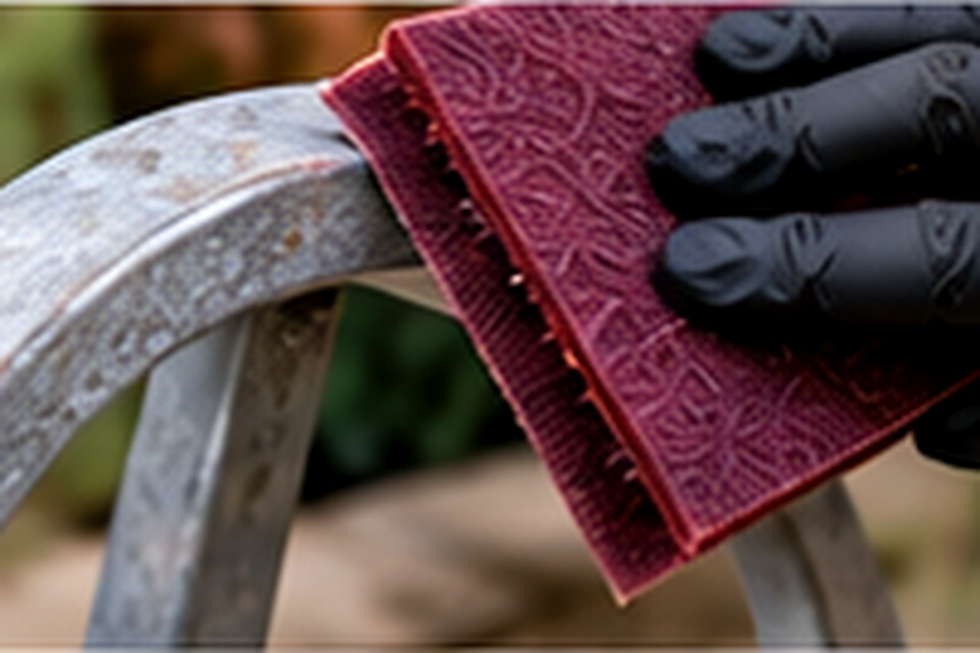 Abrading metal timber and plastic garden furniture with suitable abrasives