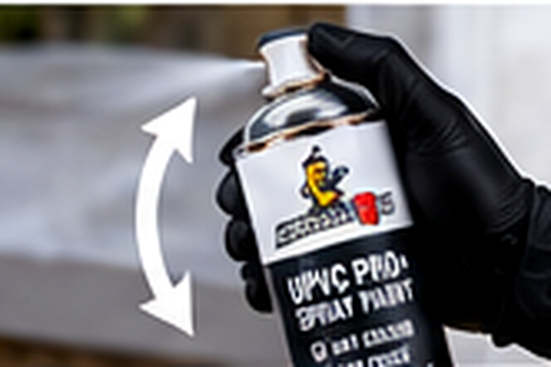 Shaking UPVC Pro spray paint and checking the spray pattern on a test card
