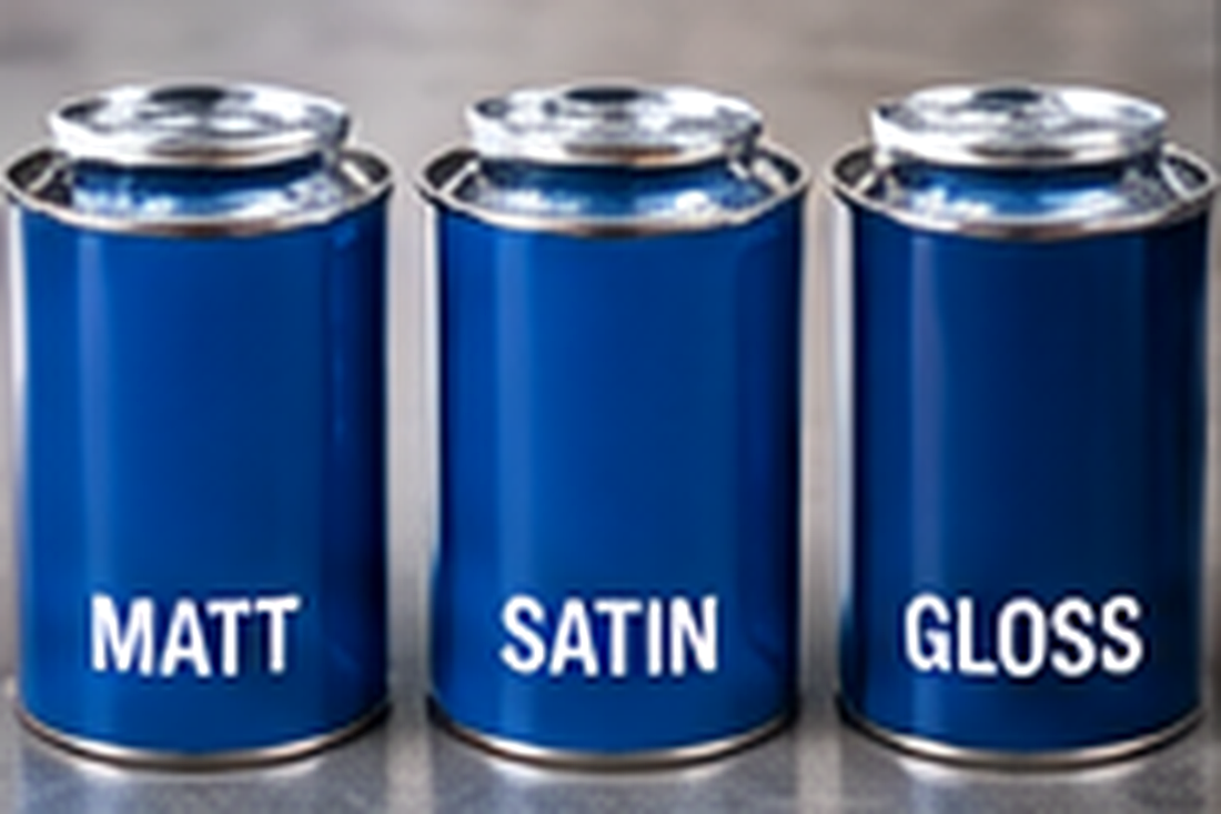 Comparing matt satin and gloss colour samples